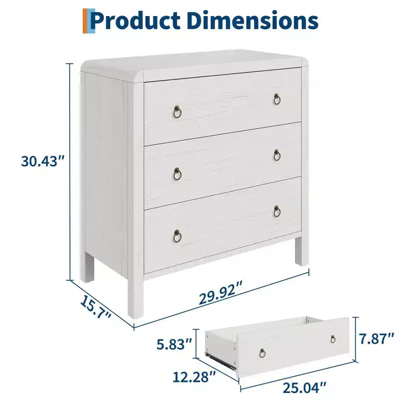 Kommode aus weiß lackiertem Holz, 3 oder 5 Schubladen, 1 Person