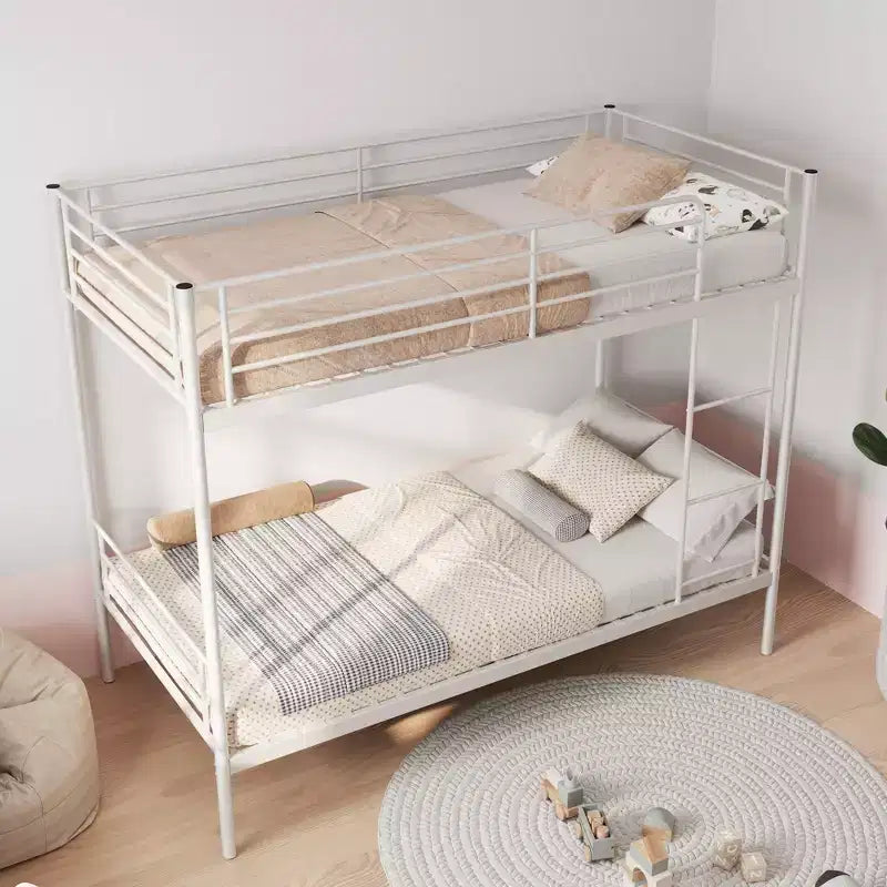 Schwarz/Weißes Doppelstockbett aus Metall mit Leiter, 2-Personen