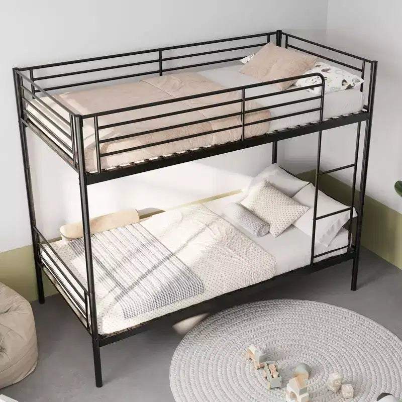 Okak Twin Size Heavy Duty Metal Bunk Bed with Ladders & High Guardrail,Contemporary Bed Frame for Bedroom,Apartments
