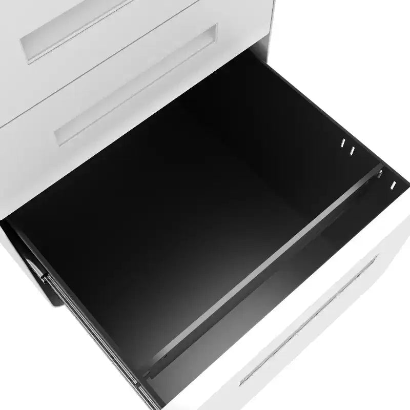 Weißer Rollcontainer mit 3 Schubladen und Schloss – Stahl, für 1 Benutzer, Büro/Zuhause