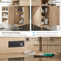 Modern Fluted Makeup Vanity Desk with 3 Way Mirror&Light, Vanity Table