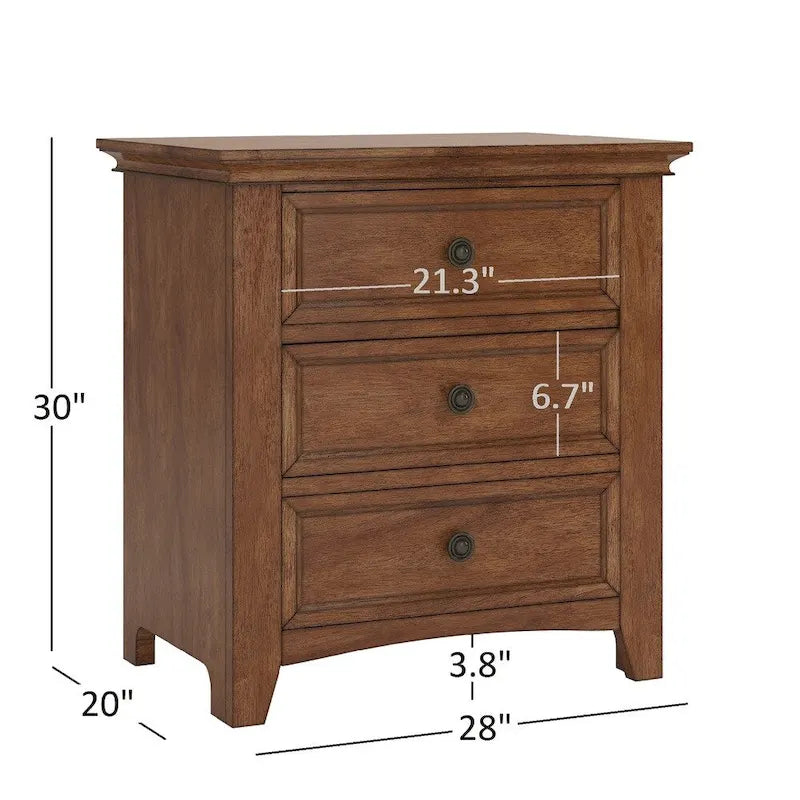 Ediline Modulares Nachttisch mit 3 Schubladen aus Holz und Ladestation von iNSPIRE Q Classic