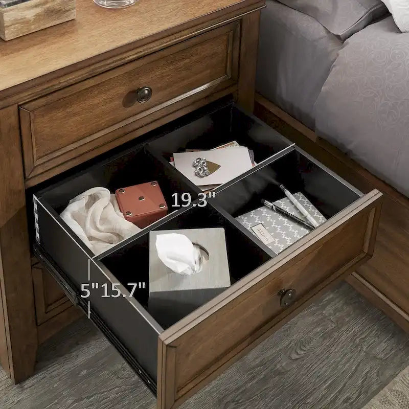 Ediline Modulares Nachttisch mit 3 Schubladen aus Holz und Ladestation von iNSPIRE Q Classic