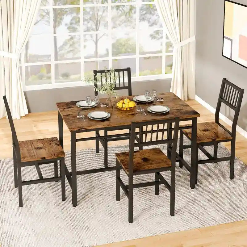 Vierteiliges Esszimmerset, 5-teiliges Esszimmerset mit Metallrahmen für Frühstück, Esszimmer, Küche