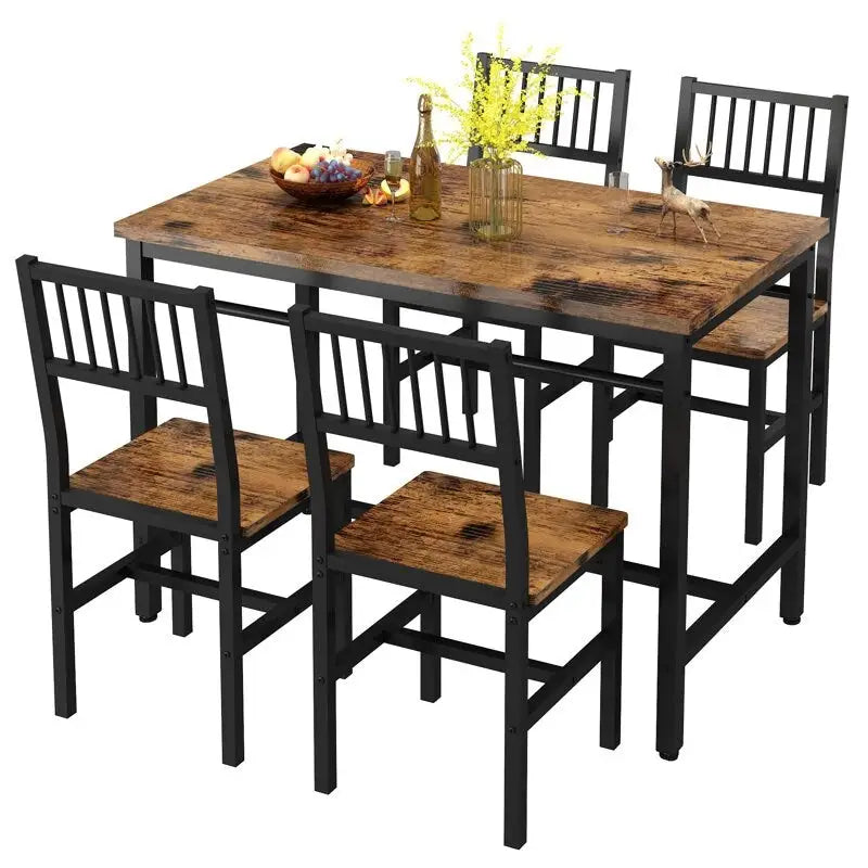 Vierteiliges Esszimmerset, 5-teiliges Esszimmerset mit Metallrahmen für Frühstück, Esszimmer, Küche