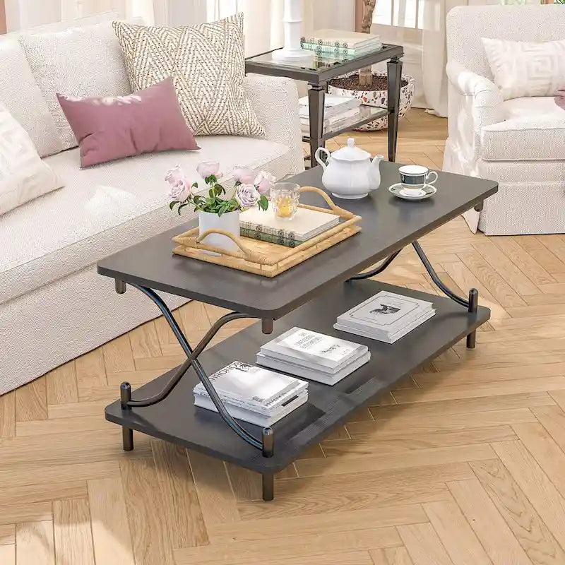 Javlergo Modernes 3-teiliges Couchtisch-Set für Wohnzimmer – beinhaltet einen Couchtisch aus Holz und zwei Beistelltische