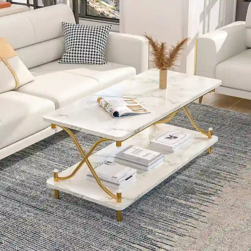 Javlergo Modernes 3-teiliges Couchtisch-Set für Wohnzimmer – beinhaltet einen Couchtisch aus Holz und zwei Beistelltische